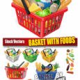 Basket with foods – Stock Vectors