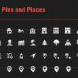 40 Vector Icons with Map Pins and Places