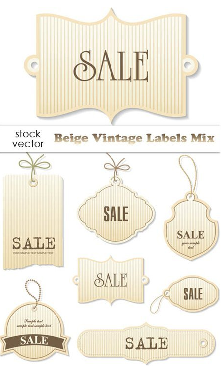 Vectors - Beige Vintage Labels Mix 
