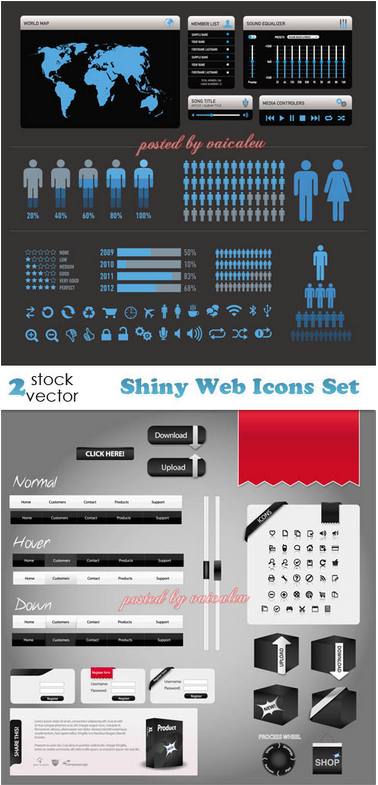 Vectors - Shiny Web Icons Set