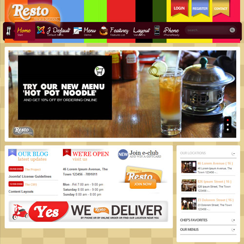 Resto Plazza – Página para restaurante en Joomla