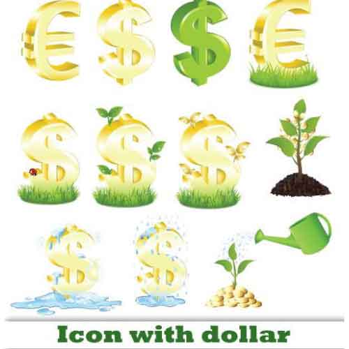 Vectores Icon with Dollar Iconos con Dolares