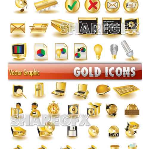 Vectores Gold icons Iconos Dorados