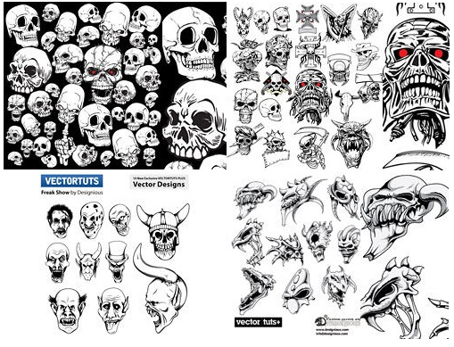 Terror skull head Vector Images Design