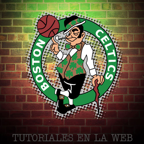 Logo de Celtics y Lakers con mascara en Photoshop