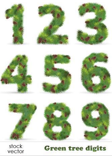 Vectors – Green tree digits