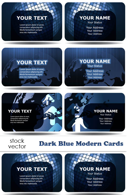 Vectors – Dark Blue Modern  Cards