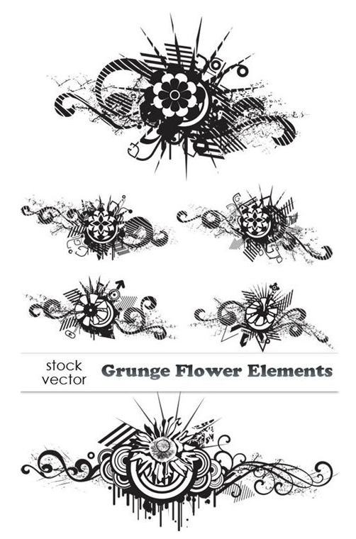 Vectors – Grunge Flower Elements
