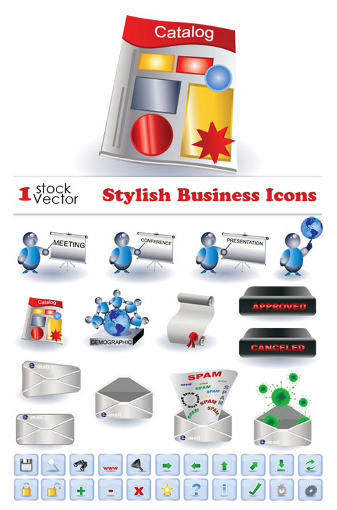 Stylish Business Icons Vector