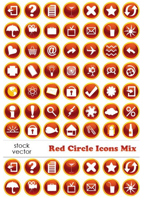 Vectors – Red Circle Icons Mix
