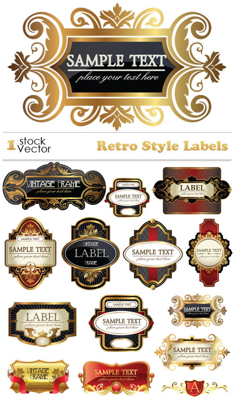 Retro Style Labels Vector