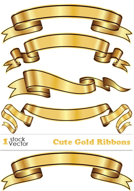 Cute Gold Ribbons Vector