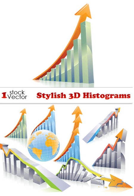 Stylish 3D Histograms Vector
