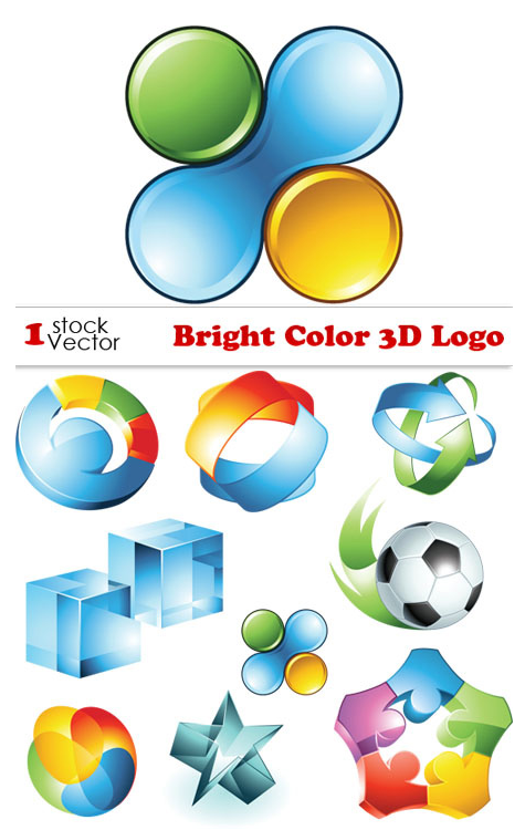 Bright Color 3D Logo Vector