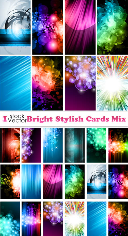 Bright Stylish Cards Mix Vector