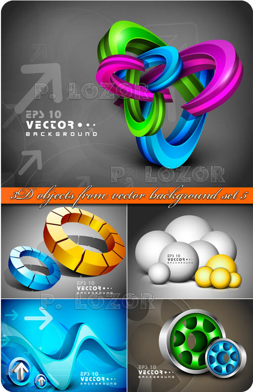 3D objects from vector background set 5