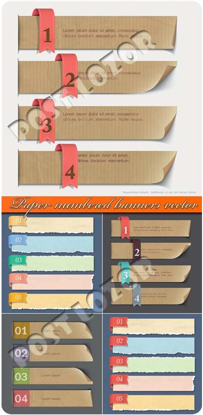 Paper numbered banners vector