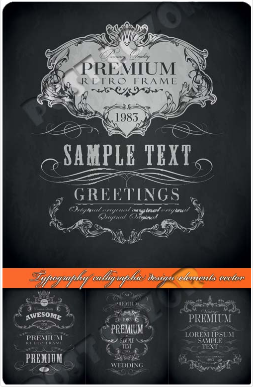 Typography calligraphic design elements vector