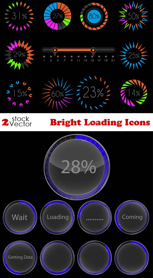 Vectors – Bright Loading Icons