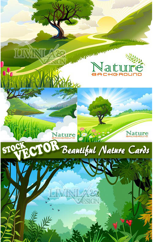 Stock Vector - Beautiful Nature Cards