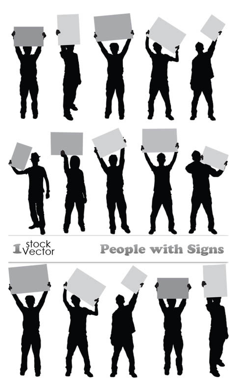 People with Signs Vector