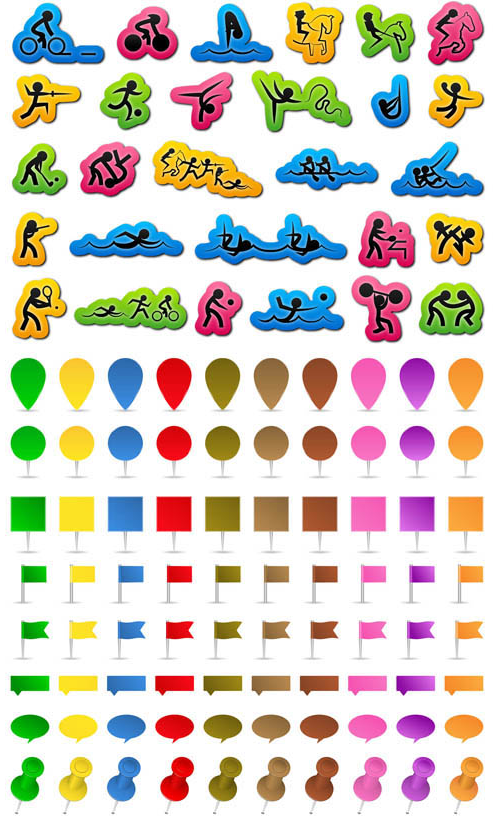 Map Markers and Sport - Vector Design Elements Set #29 
