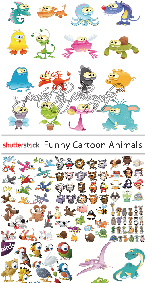 Mega Funny Cartoon Animals Vector Stock 