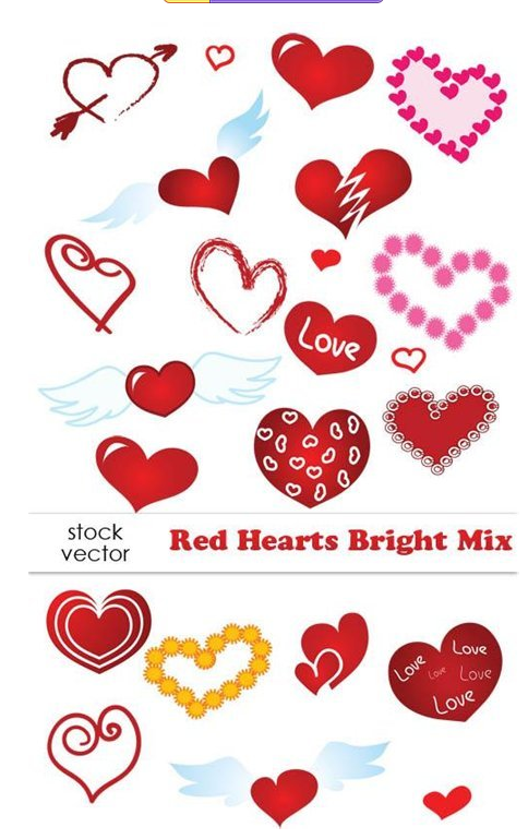 Vectors – Red Hearts Bright Mix