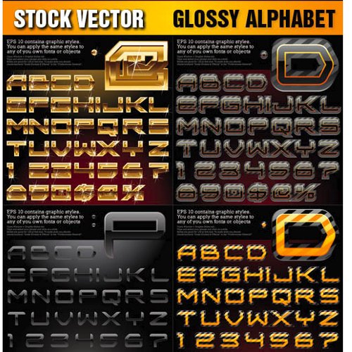Stock Vector : Letras del alfabeto brillantes